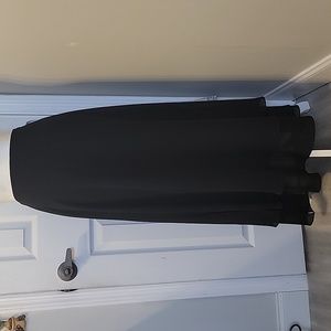 Alex evening double layer double side split full length dress knit flowey skirt